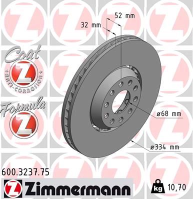 ZIMMERMANN 600.3237.75 Fren Sistemleri Fren Diski - VW PASSAT B5.5 (3B3) uyumlu