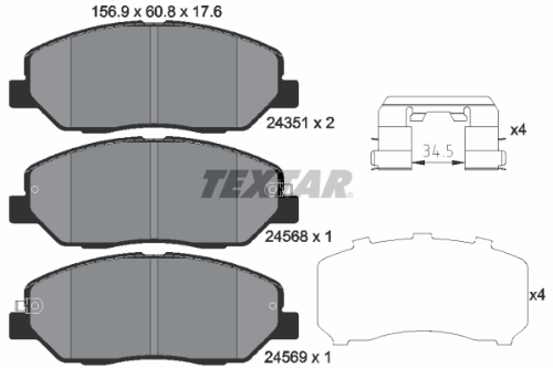 TEXTAR 2435101 Fren Sistemleri Fren Balatası - KIA SORENTO II (XM) uyumlu