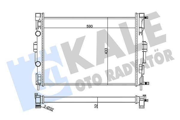 KALE OTO RADYATÖR 351005 Soğutma Sistemi Su Soğutucu & Parçaları - RENAULT MEGANE II Station wagon (KM0/1_) uyumlu
