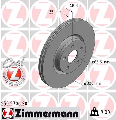 ZIMMERMANN 250.5706.20 Fren Sistemleri Fren Diski - FORD TOURNEO CONNECT / GRAND TOURNEO CONNECT V408 MPV uyumlu