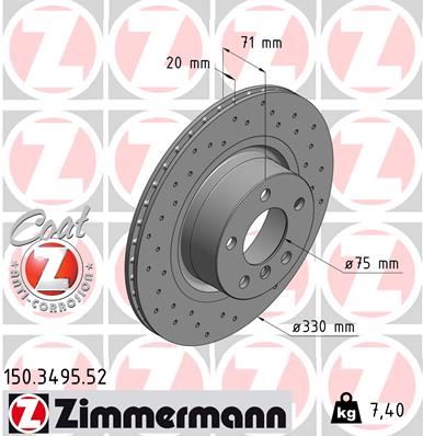 ZIMMERMANN 150.3495.52 Fren Sistemleri Fren Diski - BMW X3 (F25) uyumlu