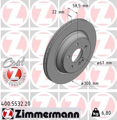 ZIMMERMANN 400.5532.20 Fren Sistemleri Fren Diski - MERCEDES-BENZ S-SERISI (W221, V221) uyumlu