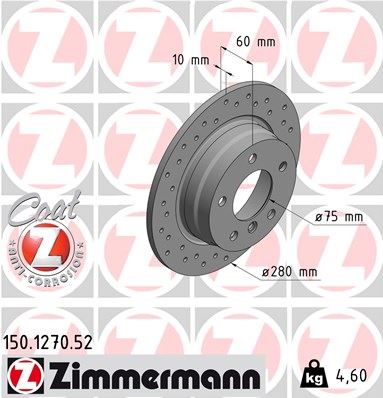 ZIMMERMANN 150.1270.52 Fren Sistemleri Fren Diski - BMW 3 (E36) uyumlu