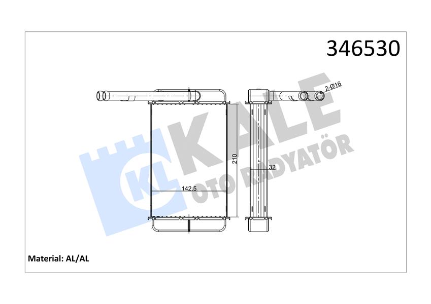 KALE OTO RADYATÖR 346530 İklimlendirme Sistemi İç Mekan Isı Değiştirici - FORD TRANSIT Minibüs/Otobüs (T_ _) uyumlu