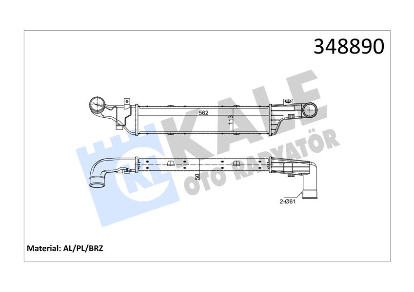 KALE OTO RADYATÖR 348890 Motor Turbo Radyatörü - MERCEDES-BENZ E-SERISI T-Model (S210) uyumlu