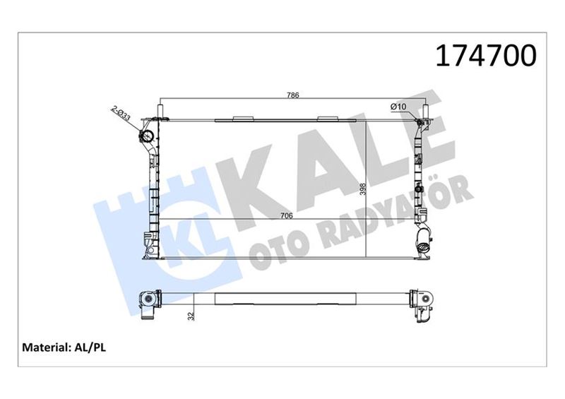 Su Radyatörü - KALE OTO RADYATÖR - 0224292AL Ürün Görseli
