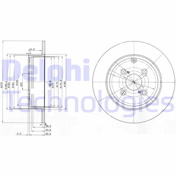 DELPHI BG3974 Fren Sistemleri Fren Diski - TOYOTA COROLLA (_E12_) uyumlu