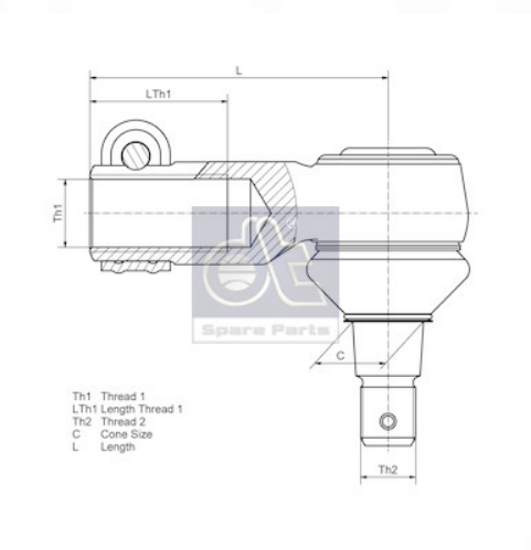 DT Spare Parts 2.53010 Direksiyon Sistemi Mafsal - VOLVO FL10 uyumlu
