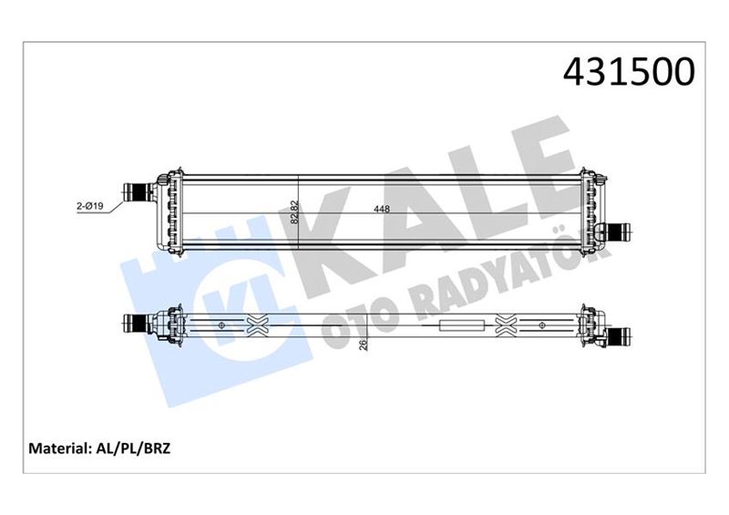 Su Radyatörü - KALE OTO RADYATÖR - 0559121AB Ürün Görseli