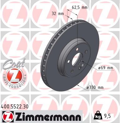 ZIMMERMANN 400.5522.30 Fren Sistemleri Fren Diski - MERCEDES-BENZ C-SERISI (W205) uyumlu