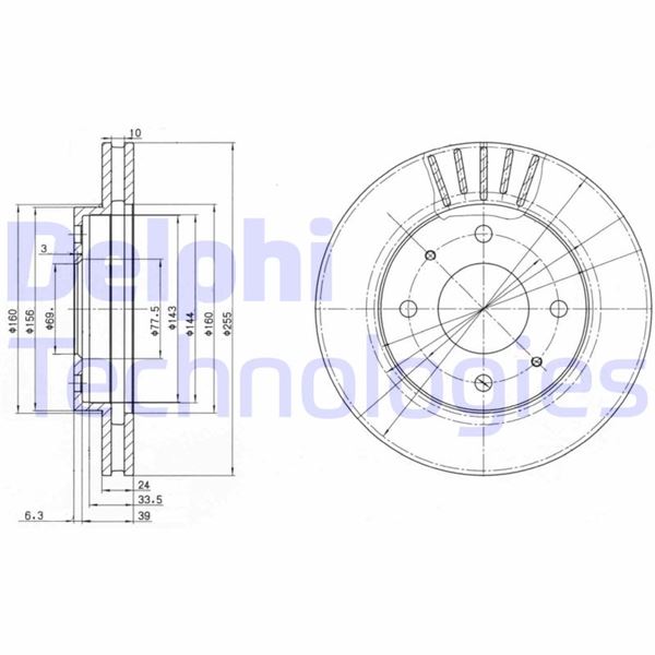 DELPHI BG2763 Fren Sistemleri Fren Diski - MITSUBISHI GALANT V (E1_A) uyumlu