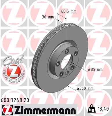 ZIMMERMANN 600.3248.20 Fren Sistemleri Fren Diski - PORSCHE CAYENNE (92A) uyumlu