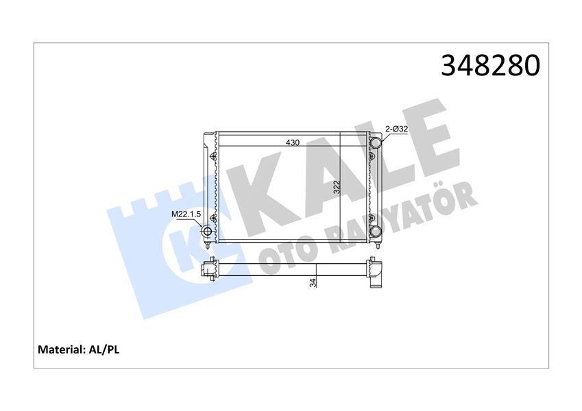 KALE OTO RADYATÖR 348280 Soğutma Sistemi Su Soğutucu & Parçaları - VW PASSAT B3/B4 (3A2, 35I) uyumlu