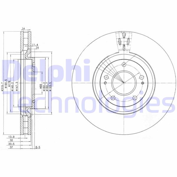DELPHI BG3988 Fren Sistemleri Fren Diski - MITSUBISHI LANCER VI (CJ_, CP_, CK_) uyumlu