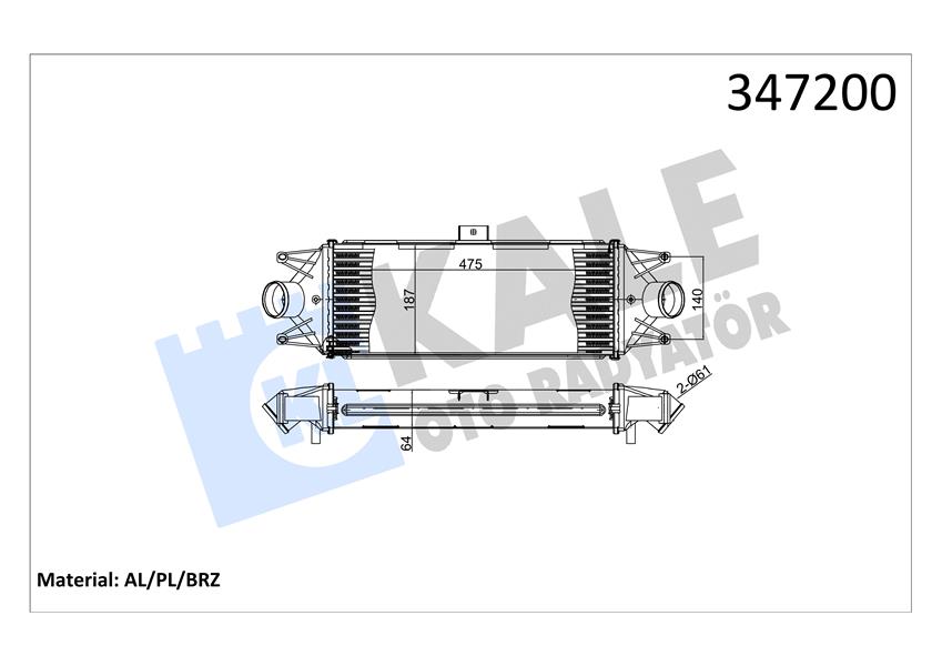 KALE OTO RADYATÖR 347200 Motor Turbo Radyatörü - IVECO DAILY IV Minibüs/Otobüs uyumlu
