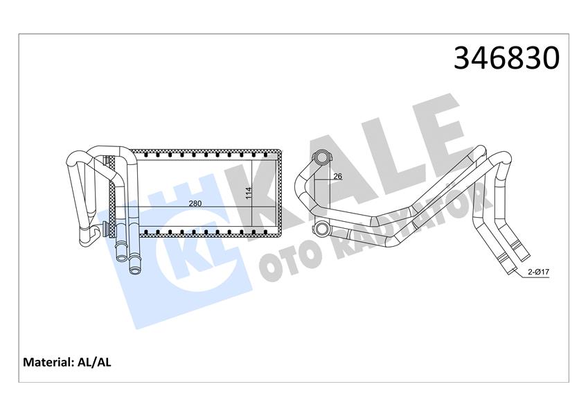 KALE OTO RADYATÖR 346830 İklimlendirme Sistemi İç Mekan Isı Değiştirici - LAND ROVER DISCOVERY III (L319) uyumlu