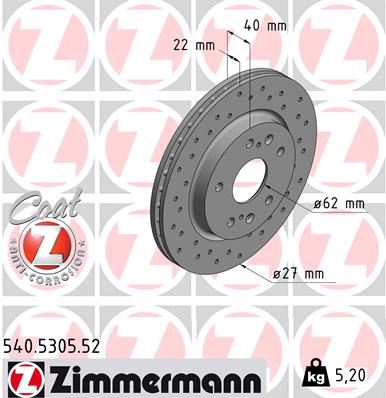 ZIMMERMANN 540.5305.52 Fren Sistemleri Fren Diski - SUZUKI SWIFT IV (FZ, NZ) uyumlu