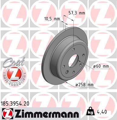 ZIMMERMANN 185.3954.20 Fren Sistemleri Fren Diski - CHEVROLET NUBIRA Sedan uyumlu