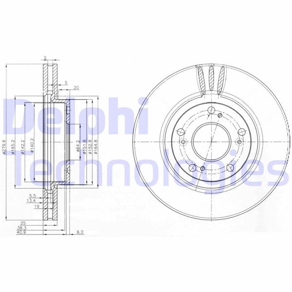 DELPHI BG3977 Fren Sistemleri Fren Diski - HONDA ACCORD VII (CL, CN) uyumlu