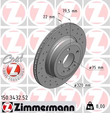 ZIMMERMANN 150.3432.52 Fren Sistemleri Fren Diski - BMW X3 (E83) uyumlu