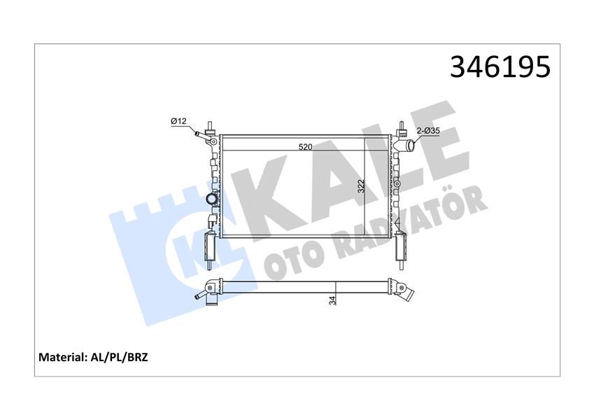 KALE OTO RADYATÖR 346195 Soğutma Sistemi Su Soğutucu & Parçaları - OPEL ASTRA F Sedan (T92) uyumlu