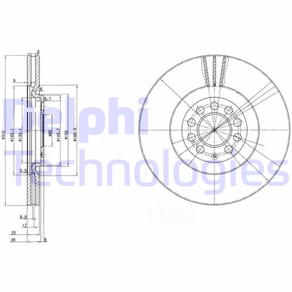 DELPHI BG3528 Fren Sistemleri Fren Diski - AUDI TT (8N3) uyumlu