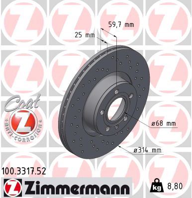 ZIMMERMANN 100.3317.52 Fren Sistemleri Fren Diski - AUDI A6 C6 (4F2) uyumlu