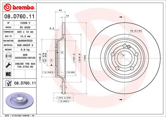BREMBO 08.D760.11 Fren Sistemleri Fren Diski - MERCEDES-BENZ A-SERISI (W177) uyumlu