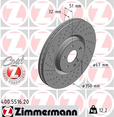 ZIMMERMANN 400.5516.20 Fren Sistemleri Fren Diski - MERCEDES-BENZ CLA Coupe (C117) uyumlu