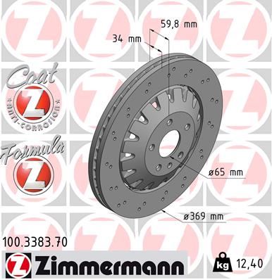 ZIMMERMANN 100.3383.70 Fren Sistemleri Fren Diski - AUDI A3 Sportback (8VA, 8VF) uyumlu