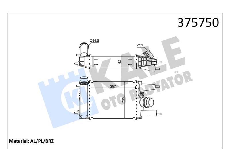 KALE OTO RADYATÖR 375750 Motor Turbo Radyatörü - NISSAN JUKE (F15) uyumlu