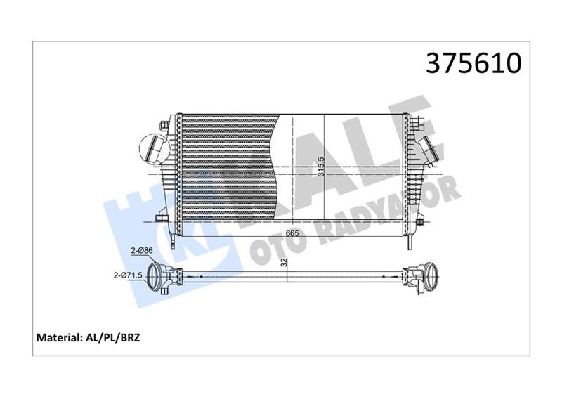 KALE OTO RADYATÖR 375610 Motor Turbo Radyatörü - OPEL INSIGNIA A (G09) uyumlu