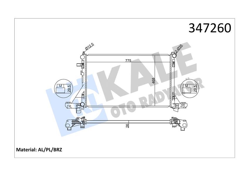 KALE OTO RADYATÖR 347260 Soğutma Sistemi Su Soğutucu & Parçaları - OPEL MOVANO B Minibüs/Otobüs (X62) uyumlu