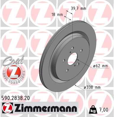 ZIMMERMANN 590.2838.20 Fren Sistemleri Fren Diski - LEXUS RX (_L2_) uyumlu