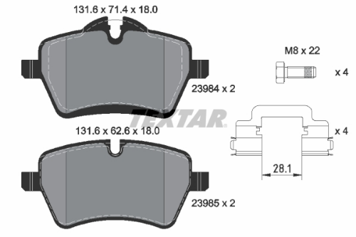 TEXTAR 2398404 Fren Sistemleri Fren Balatası - MINI MINI COUNTRYMAN (R60) uyumlu