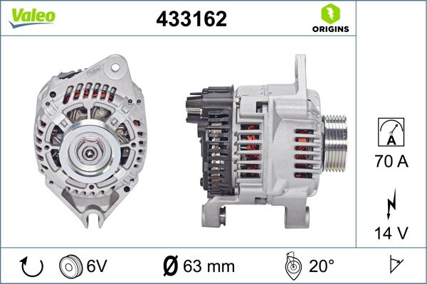 VALEO 433162 Elektrik Sistemi Alternatör - CITROËN ZX (N2) uyumlu