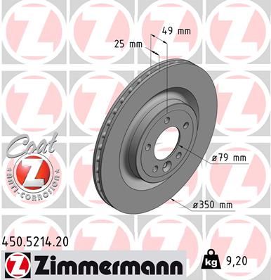ZIMMERMANN 450.5214.20 Fren Sistemleri Fren Diski - LAND ROVER RANGE ROVER IV (L405) uyumlu