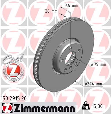 ZIMMERMANN 150.2915.20 Fren Sistemleri Fren Diski - BMW 7 (F01, F02, F03, F04) uyumlu