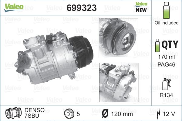 VALEO 699323 İklimlendirme Sistemi Kompresör Parçaları - BMW 5 (E39) uyumlu