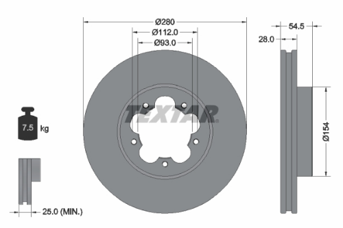TEXTAR 92151803 Fren Sistemleri Fren Diski - FORD TRANSIT Minibüs/Otobüs (FD_ _, FB_ _, FS_ _, FZ_ _, FC_ _) uyumlu