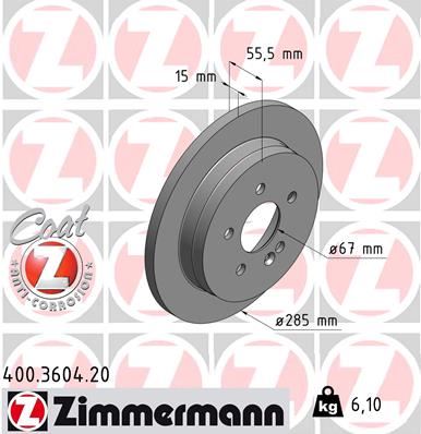 ZIMMERMANN 400.3604.20 Fren Sistemleri Fren Diski - MERCEDES-BENZ M-SERISI (W163) uyumlu