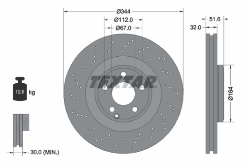 TEXTAR 92289905 Fren Sistemleri Fren Diski - MERCEDES-BENZ CLS (C218) uyumlu