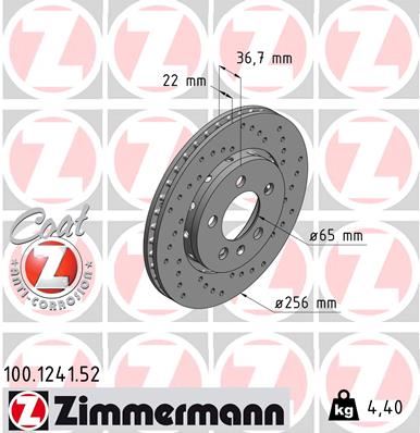 ZIMMERMANN 100.1241.52 Fren Sistemleri Fren Diski - VW GOLF IV (1J1) uyumlu