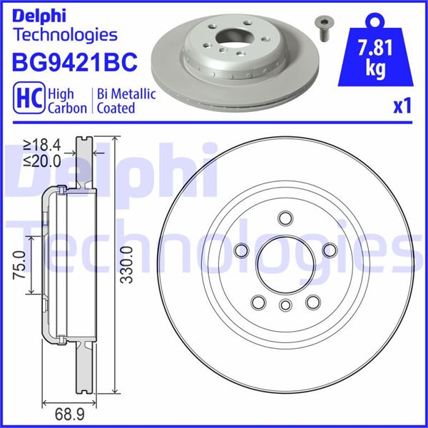 DELPHI BG9421BC Fren Sistemleri Fren Diski - BMW 5 (F10) uyumlu