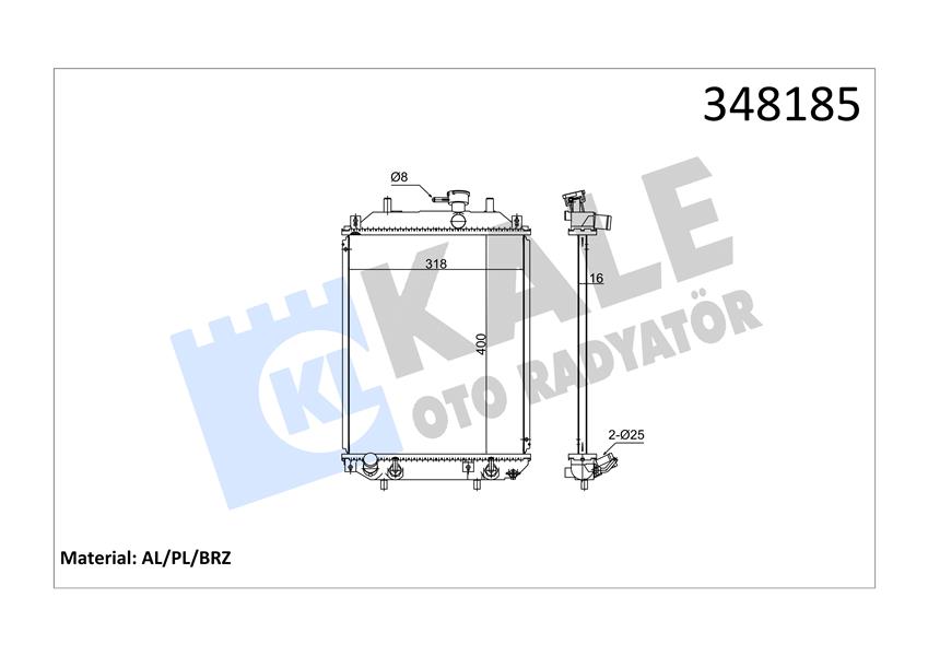 KALE OTO RADYATÖR 348185 Soğutma Sistemi Su Soğutucu & Parçaları - DAIHATSU CUORE VI (L251, L250_, L260_) uyumlu