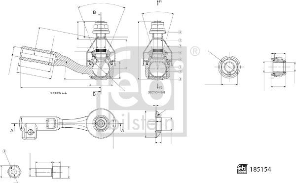 FEBI BILSTEIN 185154 Direksiyon Sistemi Mafsal - BMW 3 (G20, G80, G28) uyumlu
