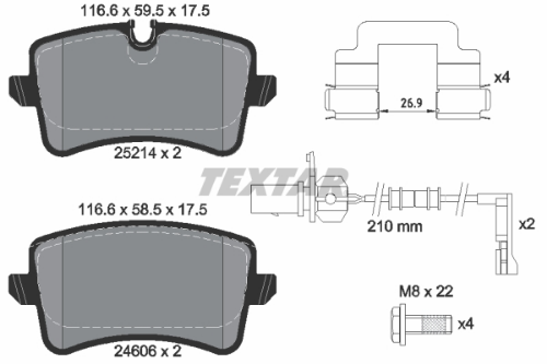 TEXTAR 2521403 Fren Sistemleri Fren Balatası - AUDI A7 Sportback (4GA, 4GF) uyumlu