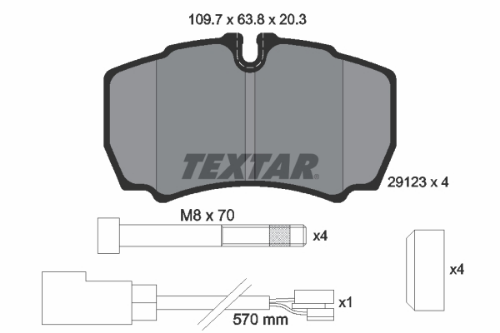 TEXTAR 2912307 Fren Sistemleri Fren Balatası - FORD TRANSIT Minibüs/Otobüs (FD_ _, FB_ _, FS_ _, FZ_ _, FC_ _) uyumlu