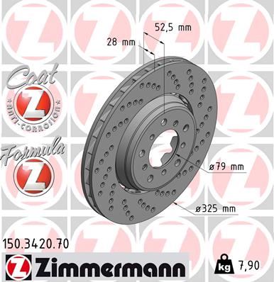 ZIMMERMANN 150.3420.70 Fren Sistemleri Fren Diski - BMW 3 Coupe (E46) uyumlu