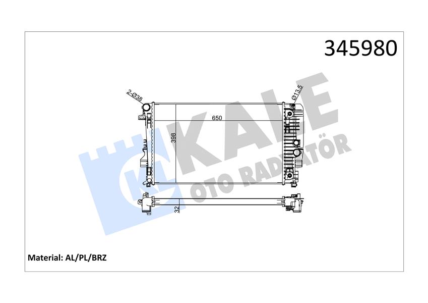 KALE OTO RADYATÖR 345980 Soğutma Sistemi Su Soğutucu & Parçaları - MERCEDES-BENZ VITO / MIXTO Panelvan/Van (W639) uyumlu